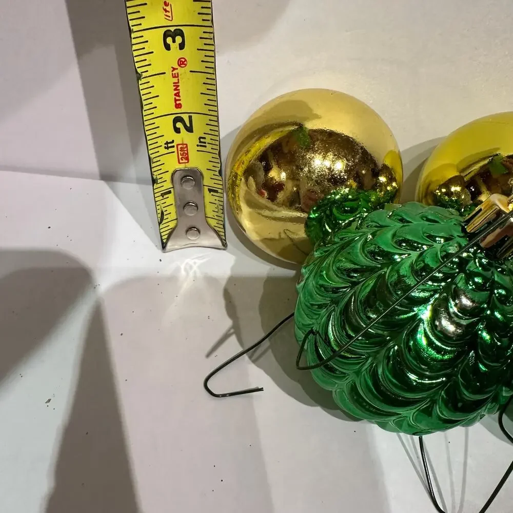 35 piece Shatterproof Christmas Ornaments Gold Green Grapes Holiday Decorations